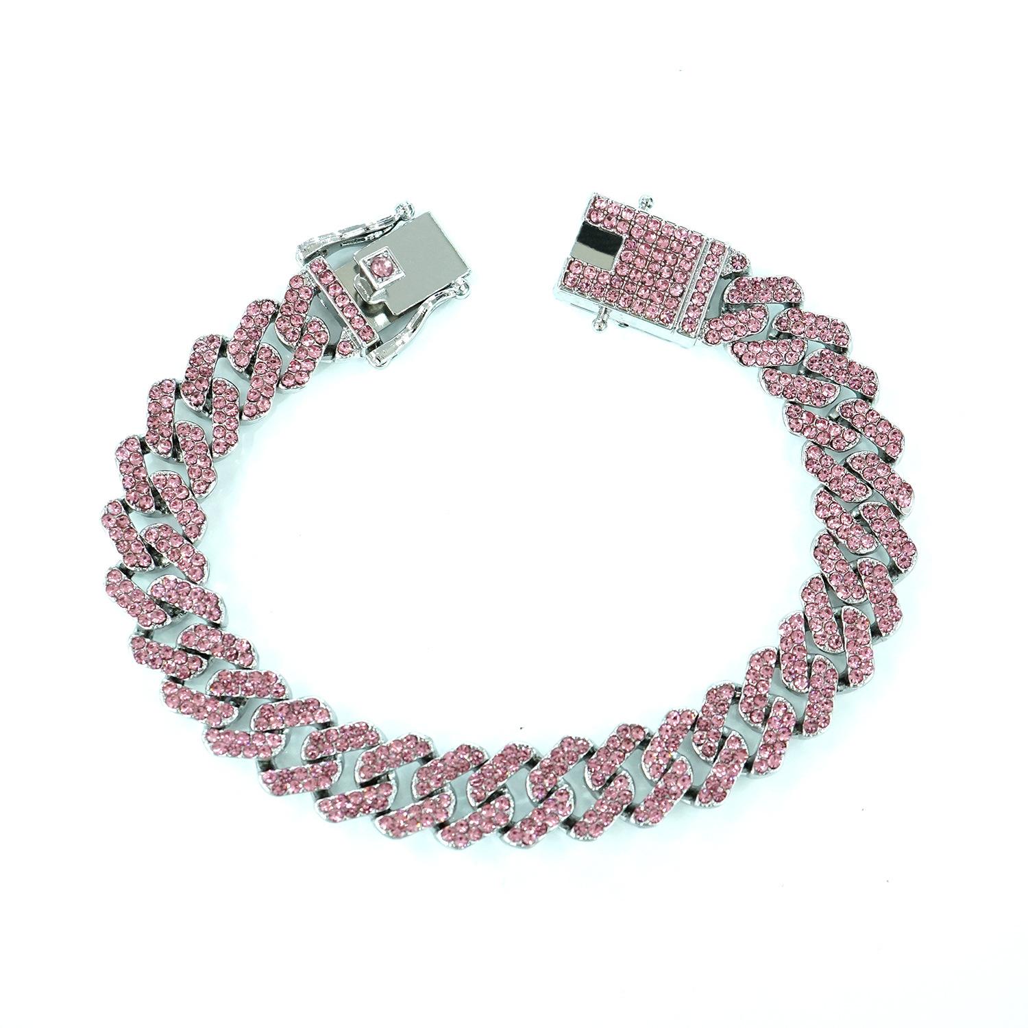 Hip Hop Wind Diamond Cuban Chain Bracelet Alloy Electroplated Full Diamond Bracelet Trend Accessories Versatile Rhinestone Jewelry