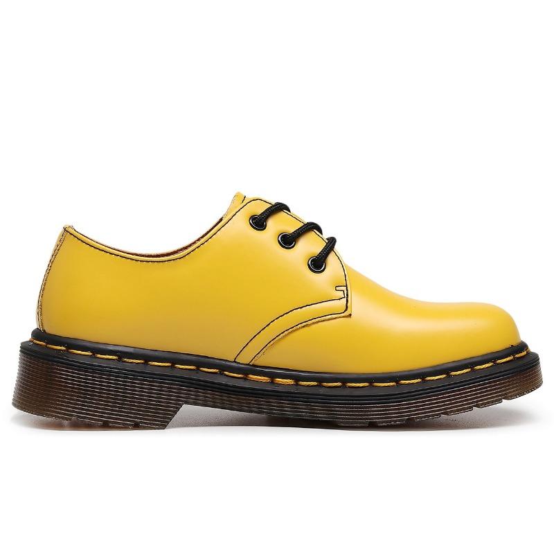 Lage kleine leren schoenen heren echt leer Britse korte laarzen ronde neus dames retro casual werkschoenen Martin schoenen