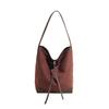 Women's Bag New Retro Large-capacity Shopping Bag Casual Lazy Wind Contrasting Color Shoulder Bucket Bag
