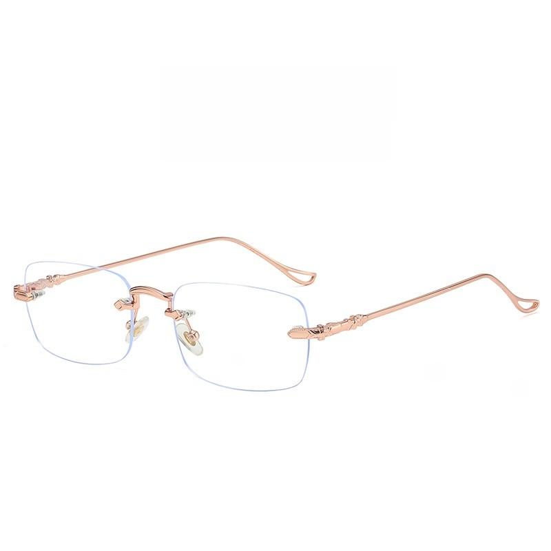 Minimalist Metal Square Eyeglasses With Blue Light Blocking For Adults