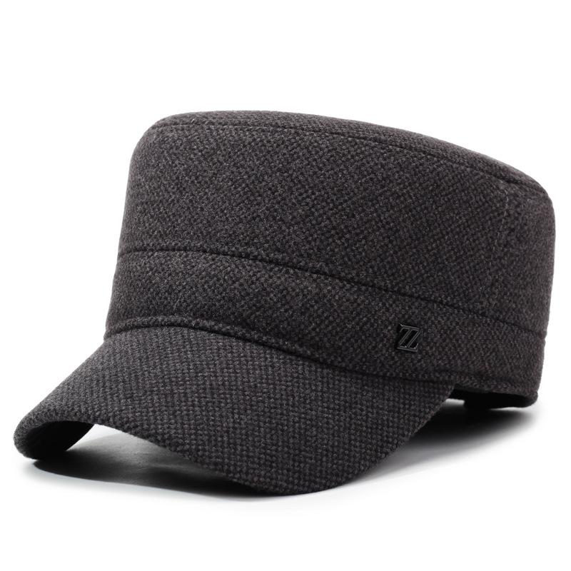 

Autumn Winter Men s Flat Hat Winter Middle-Aged and Elderly Outdoor Cycling Cold-Proof Ear-Protection Warm Cap Dad Velvet Cap сірий