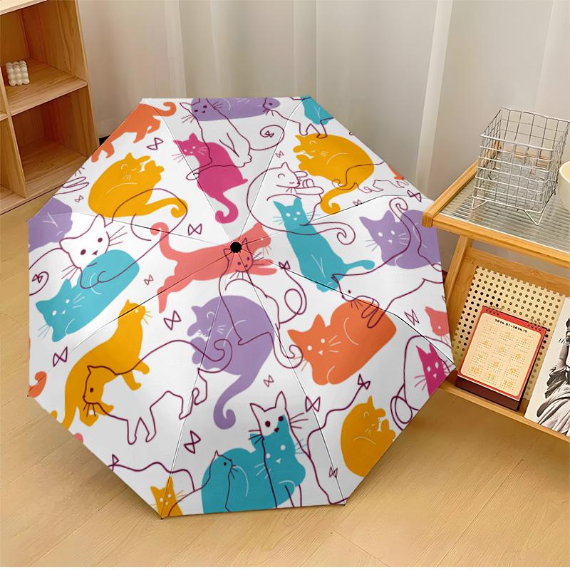 cartoon cat Printed umbrella windproof folding umbrella portable sun and rain umbrella suitable for gifting