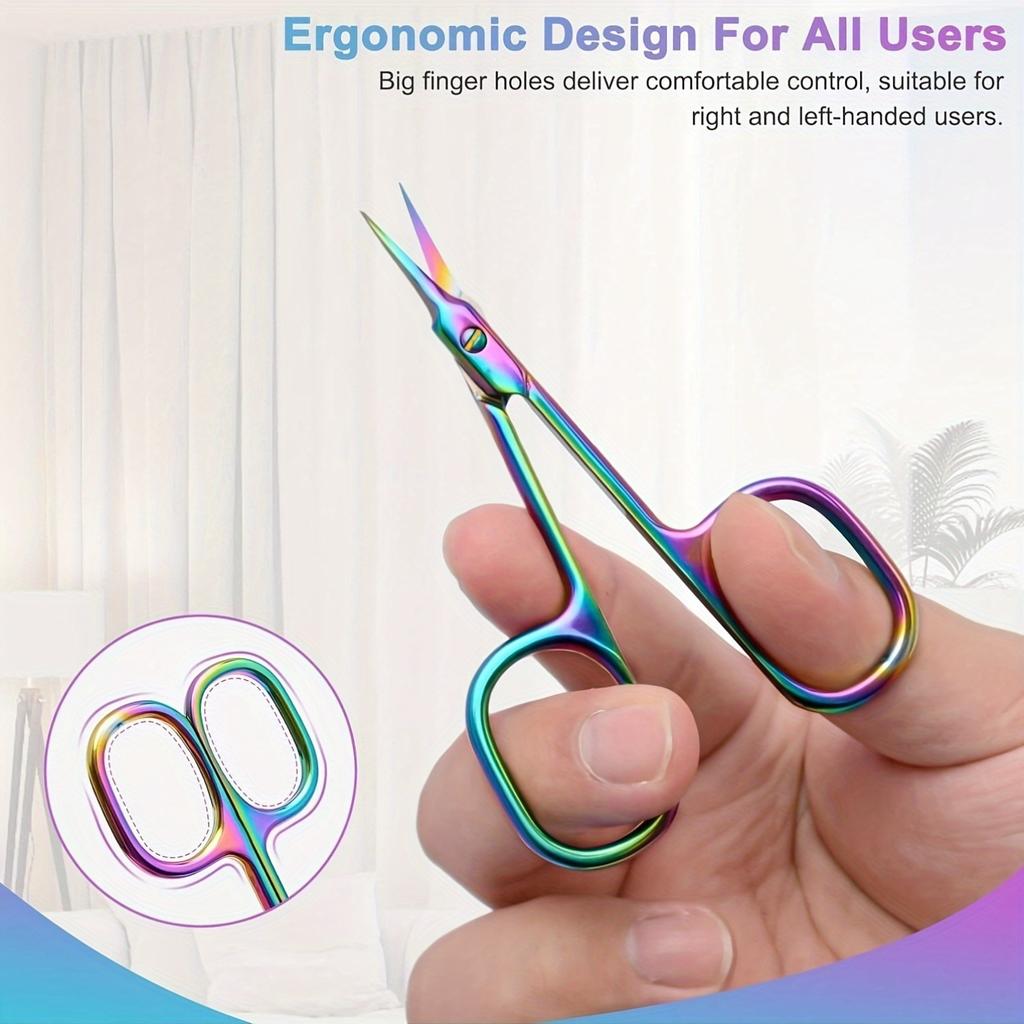 Beauty Rainbow Titanium Stainless Steel Multi-Purpose Cuticle Scissors Ergonomic Handle Suitable for Nail Care
