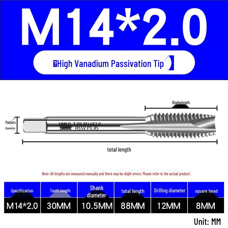 UMLO High Vanadium Spiral Tap Machine for M3-M10 Stainless Steel Tapping