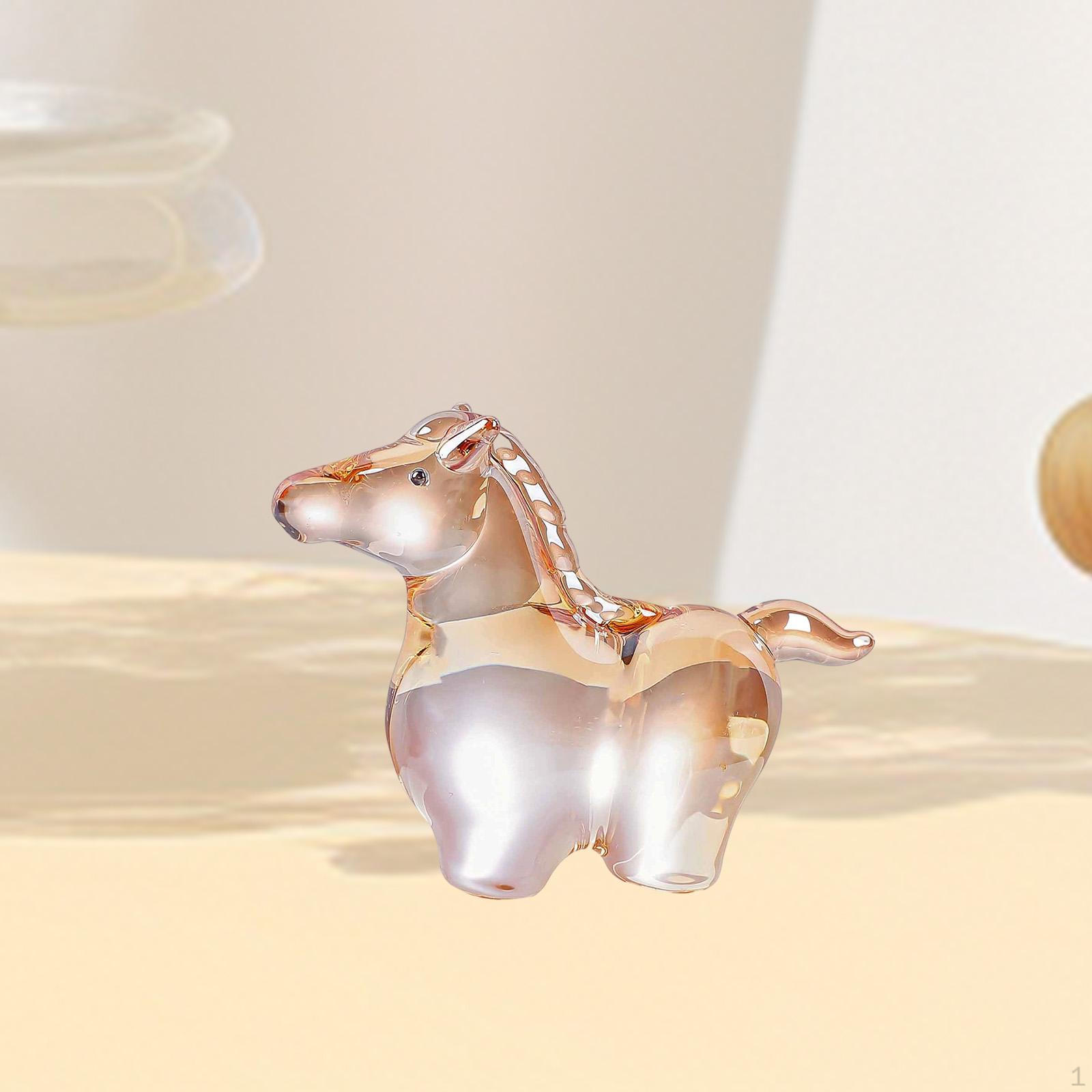 

Glass Horse Statue Animal Sculpture Desk Figure Collectible Miniature Figurine for Hotel Holiday Champagne