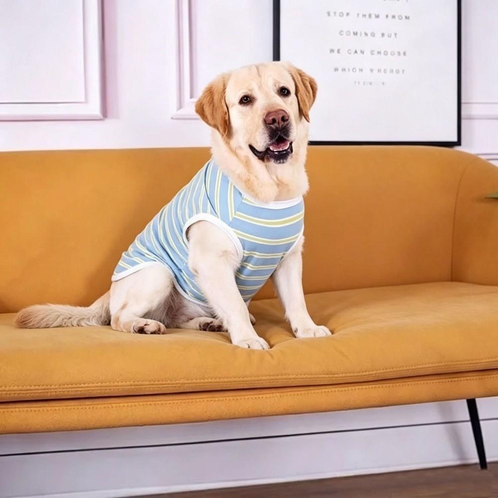 Round Neck Pet Striped T-Shirt Breathable Pet Summer Clothes Dog Sunscreen Vest Daily Wear