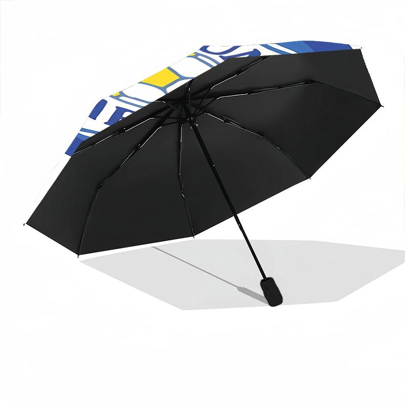 1 PC Automatic Folding Umbrella - Leeds Football Club Pattern Portable Foldable Design With 8 Ribs Christmas Birthday Gifts