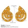 Retro Style Simple Thread Imitation Pearl Earrings Stainless Steel Gold-Plated Diamond-Encrusted Versatile Earrings Women