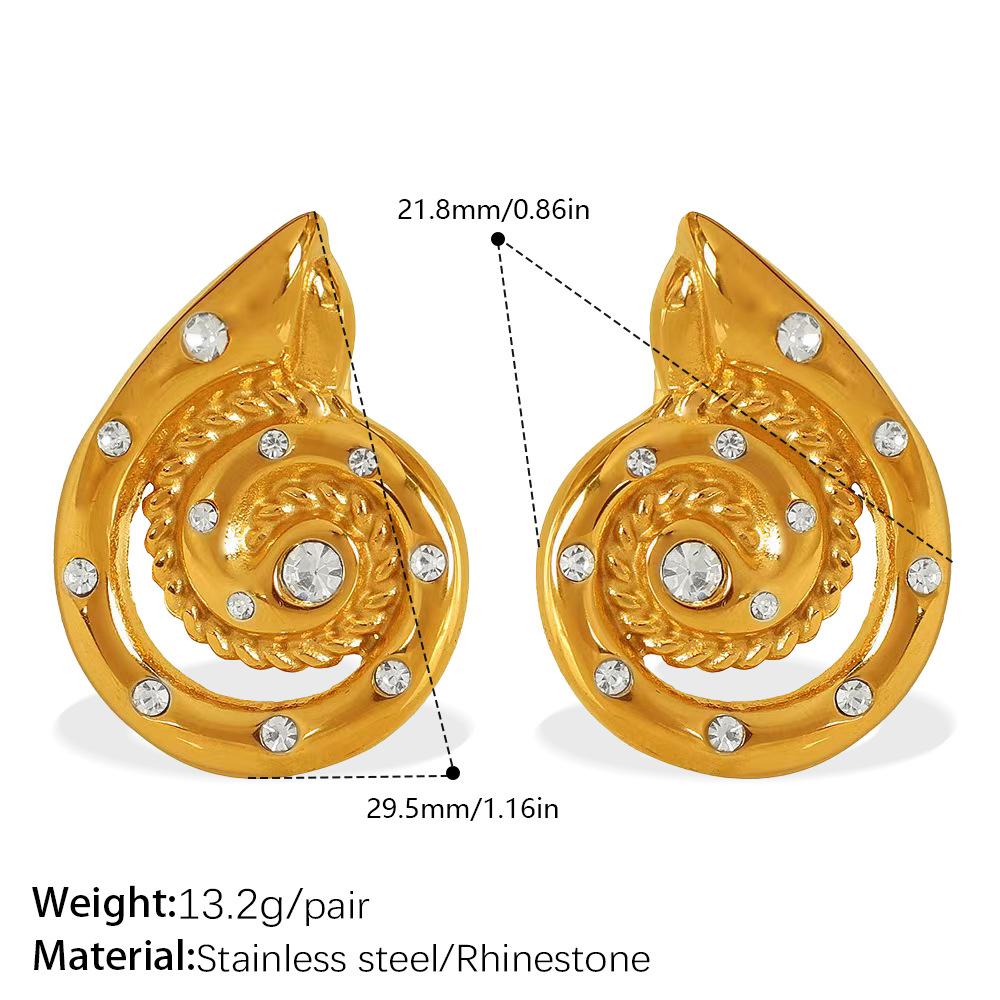 Retro Style Simple Thread Imitation Pearl Earrings Stainless Steel Gold-Plated Diamond-Encrusted Versatile Earrings Women