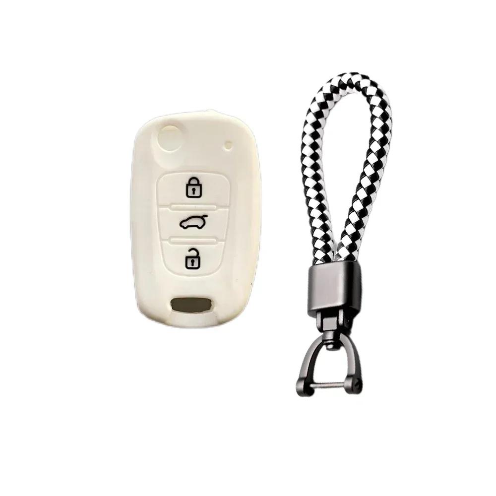 For Hyundai Elantra Accent I20 I30 Ix20 Ix35 Kia Sportage Rio3 Soul Optima Ceed Pro K5 K2 Silicone Car Key Case Cover Keychain
