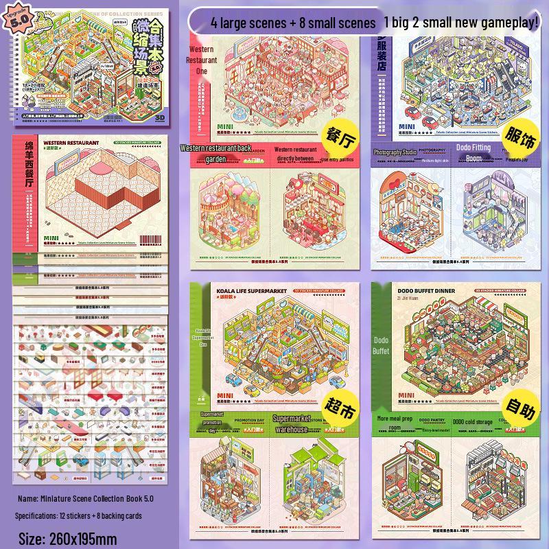 3D-Aufkleber mit Cottage-Szene: Miniatur-Landschaftsbau & DIY Journal Set