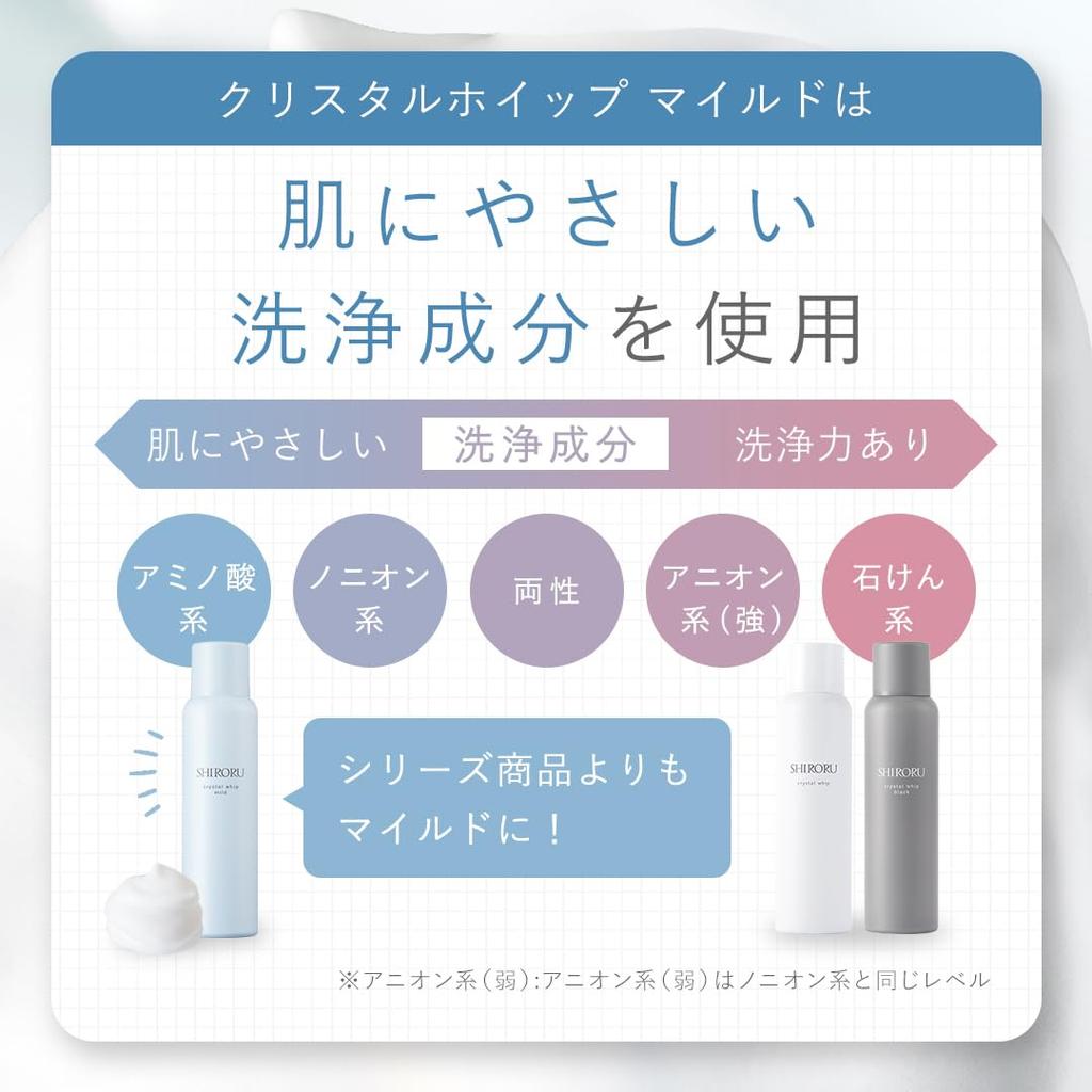 SHIRORU Crystal Whip Mild Facial Foaming Facial Sensitive Dipotassium X 1 (Foaming Cleanser, Carbonated, Cleanser, Skin, Glycyrrhizinate) (120g