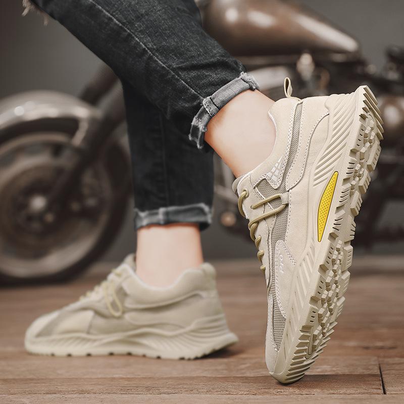 Spring and Summer Men's Shoes Genuine Leather Breathable Casual Shoes New Mesh Surface Lightweight Sports Dad Shoes Running Tide Shoes