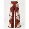 Women's Summer Versatile High-waisted Elastic Waist Printed Wide-leg Beach Pants, Lightweight and Sheer Casual Pants