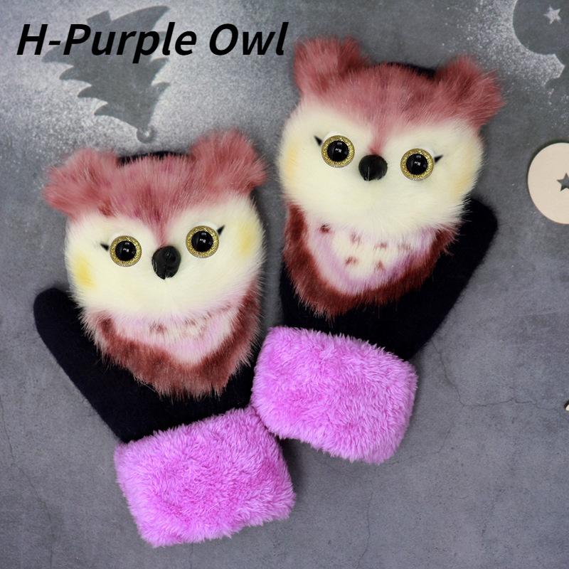 Mote Vinter Varme Hansker Kvinner Dyremønster Hanske Varme Plysj Strikket Hanske Mote Søte Hansker for Kvinner