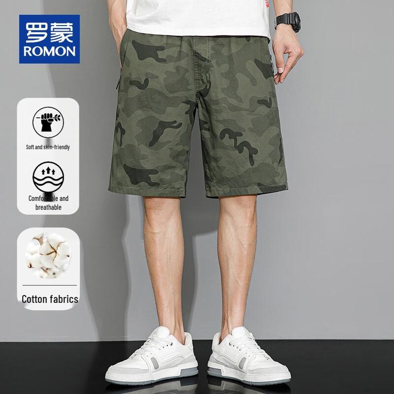 ROMON Men's Summer Casual Cotton Shorts