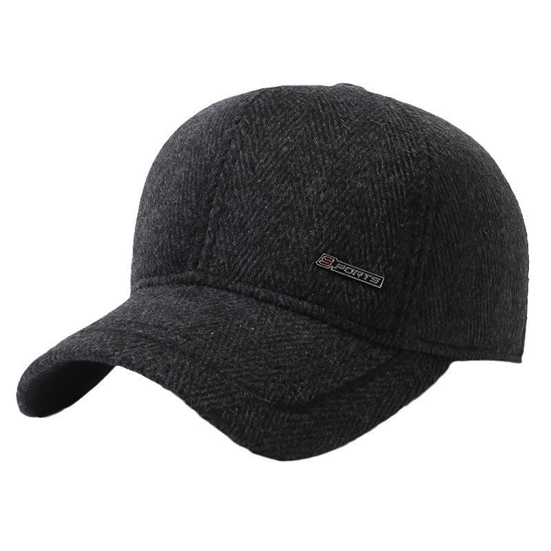 Winter Warm and Cold Ear Protection Cap Men's Outdoor Plush Woolen Baseball Cap Dad Old Man Hat