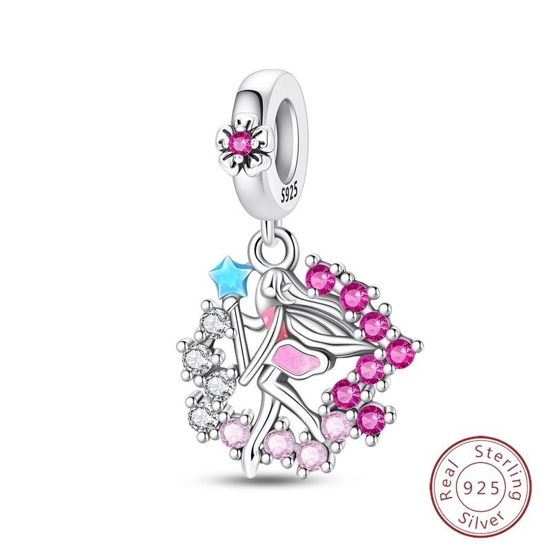 Original Luminous Charms Copper Fixed Clamp Beads Flower Fairy New Year'S Pendant Fit Bracelet Women Jewelry Gifts