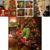 Charming Grinch Christmas Decorations Furry Green Leg And Head Tree Ornament Set