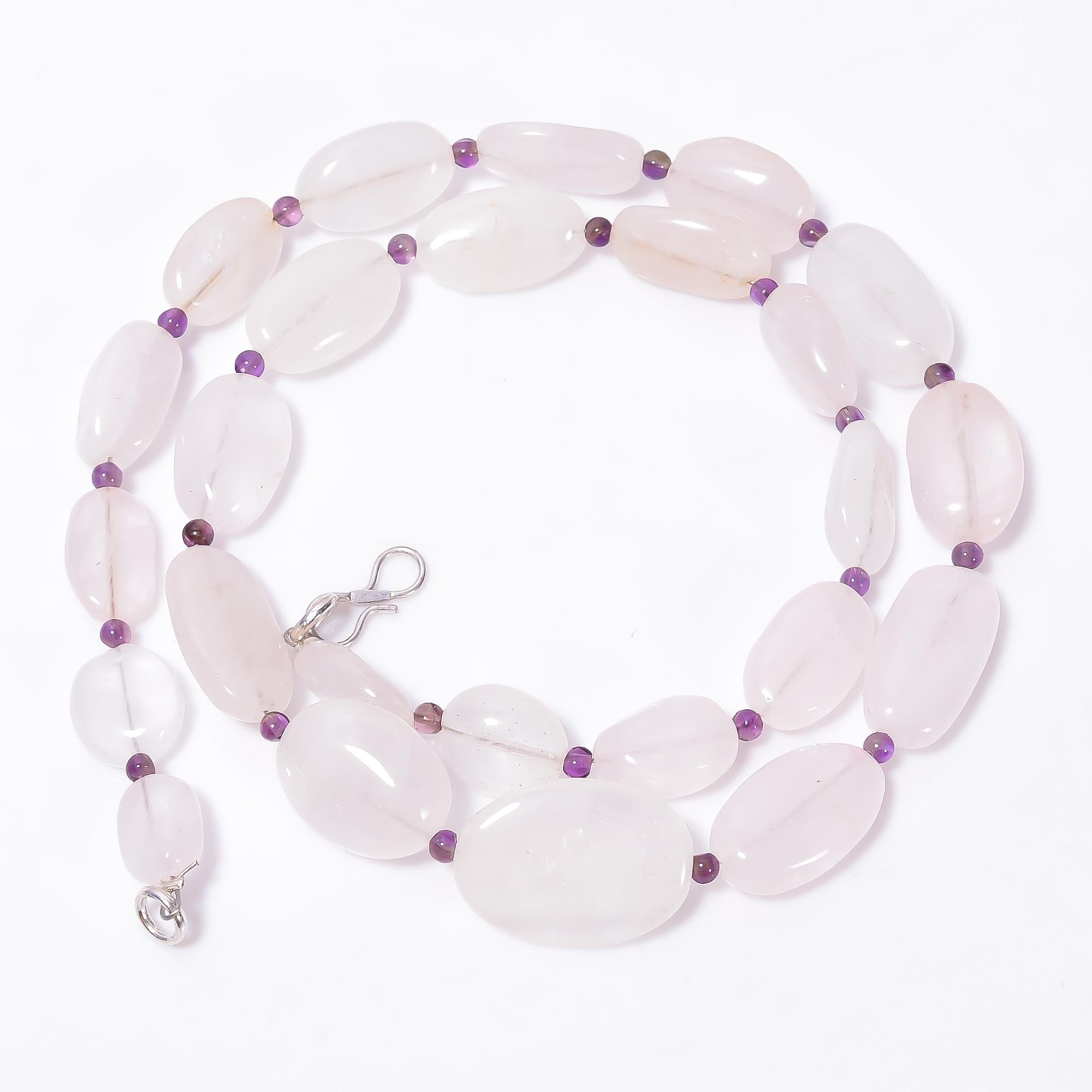 

Натуральный Розовый Кварц Аметист Смешанная Форма Драгоценный Камень Гладкие Бусины Ожерелье 4-21мм 18 UB-8670