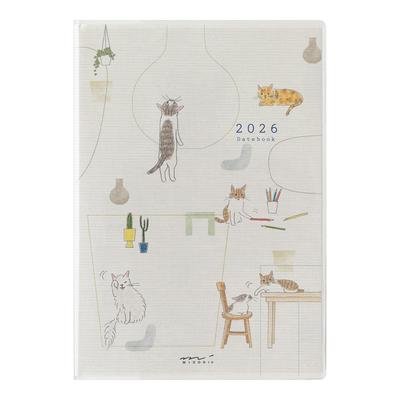Midori Pocket Diary, 2026, B6, Weekly, Cat Pattern, 22373006 (Starts January 2026)