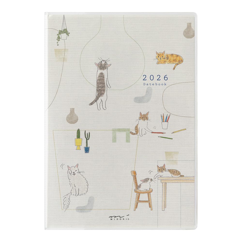 Midori Pocket Diary, 2026, B6, Weekly, Cat Pattern, 22373006 (Starts January 2026)