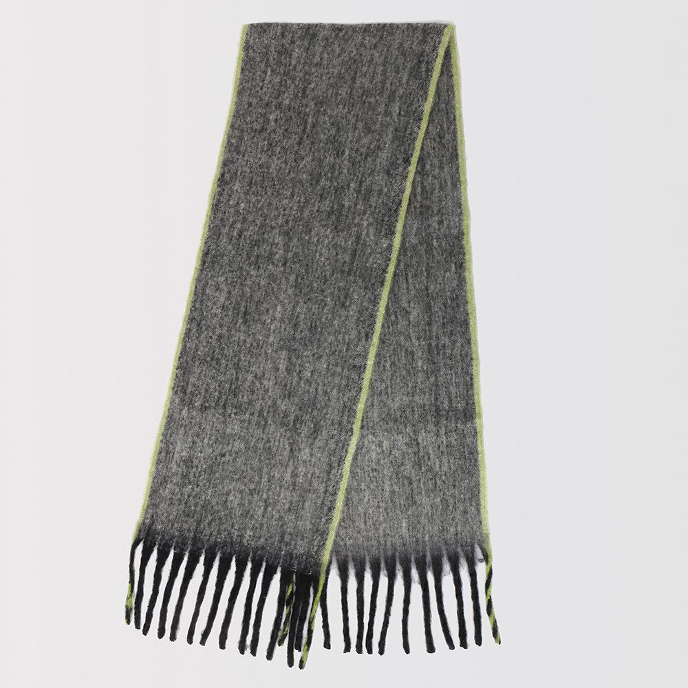 Solid color wicker edge beard mohair scarf women's winter thickened loop yarn warm student shawl