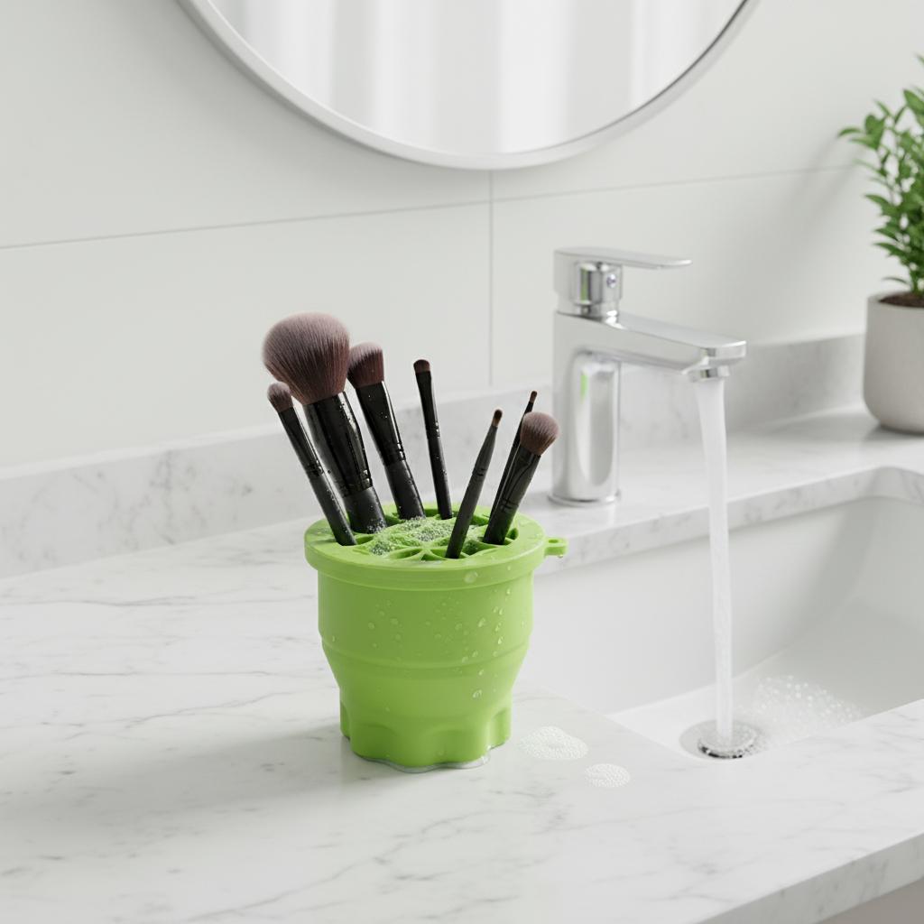 Silicone Makeup Brush Cleaning Cup With Storage And Drying Function For Cosmetic Tools