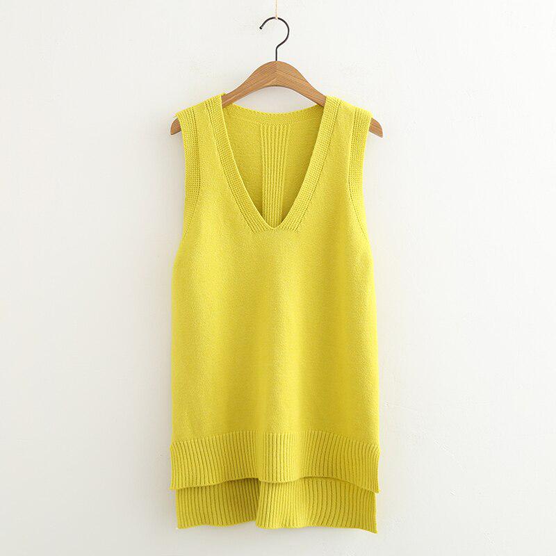 2019 Jarní V Neck Dámské Svetry Vesta Bez rukávů Pletený Dámský Bavlna Měkké Elastické Pevné Pulovry