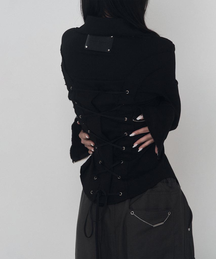 Etre Au Sommet Damaged Eyelet Corset Jacket (Black)