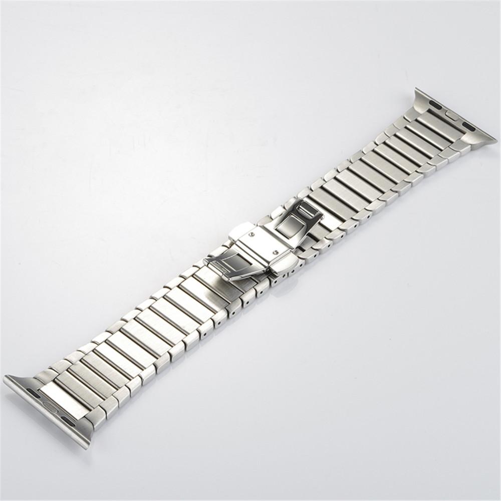 Official Stainless Band for Apple Watch 9 8 7 41mm 45mm Butterfly Clasp Watch Strap for IWatch Ultra 38 42mm 49mm Replacement Watch Band Accessories