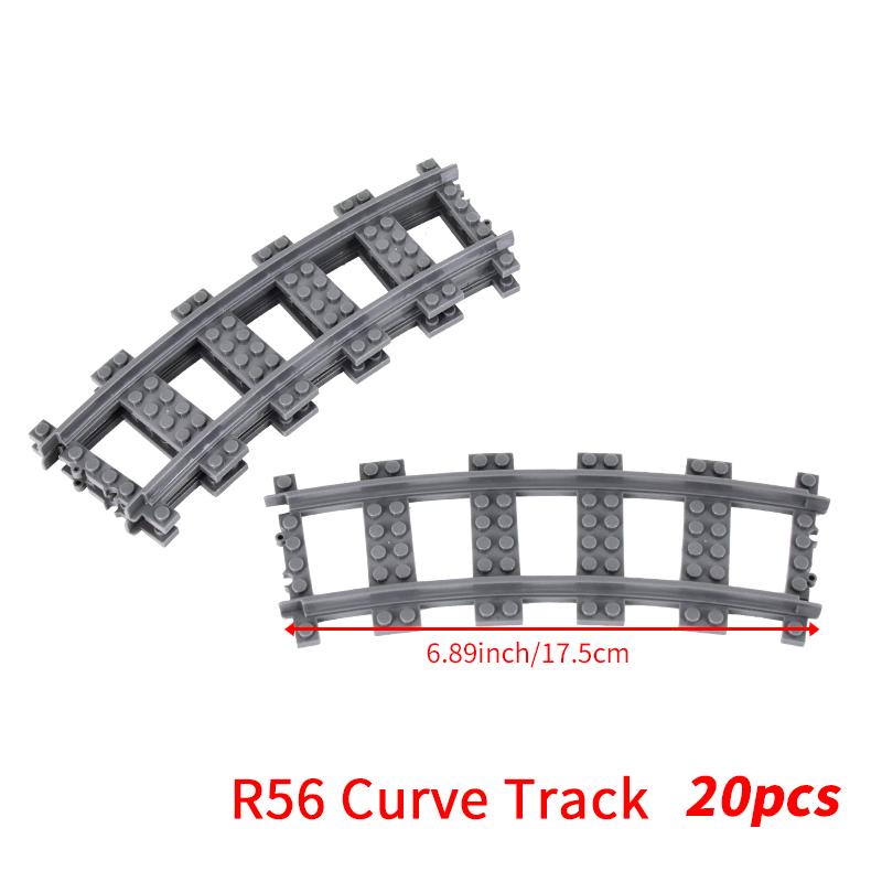 20PCS MOC City Bricks Train Flexible Construction Parts Railway Curve Track R120 Building Blocks Model Accessories Compatible