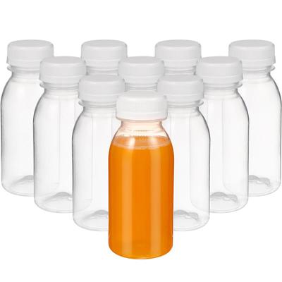 10pcs 250/250/300/350ml Transparent Water Bottle Plastic Juice Bottle PET Milk Beverage Bottle With Lid Camping Hiking Drinkware