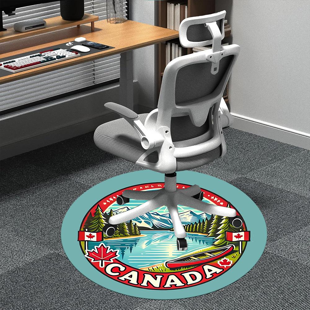 1pc Canada Nature Office Round Area Rug, Mat Suitable ForOffice, Under Office Chairs Bedroom Living Room Home Decor, Room Deco