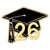 Saison de remise des diplômes 2026 Insigne de casquette doctorale en alliage Broche académique élégante pour diplômés Solide et poli Diamètre 25 mm