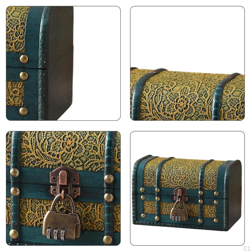 Schmuckaufbewahrungsbox Schatztruhe Dekorative hölzerne Schmuckschatulle für Ringe Ohrringe