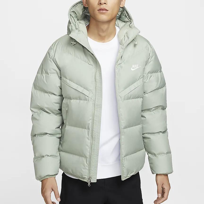 Nike Solid Color Zipper Hooded Fashion Versatile Long Sleeve Jacket Down Coat Men Jackets Light-Gray HQ0897-370