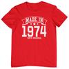 MADE IN 1974 T-SHIRT - 70s Birthday Gift Dad Mom Present Vintage Year Birth Date Unisex T-Shirt