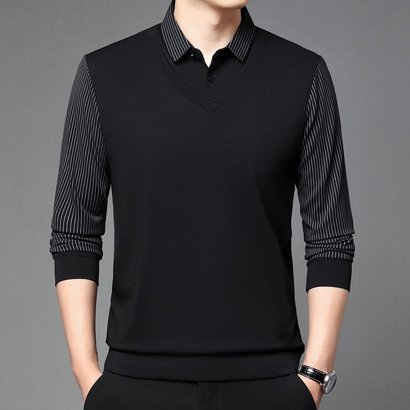 

Деловая праздничная толстовка с капюшоном, мужская повседневная теплая футболка с длинным рукавом, рубашка поло, базовая рубашка L