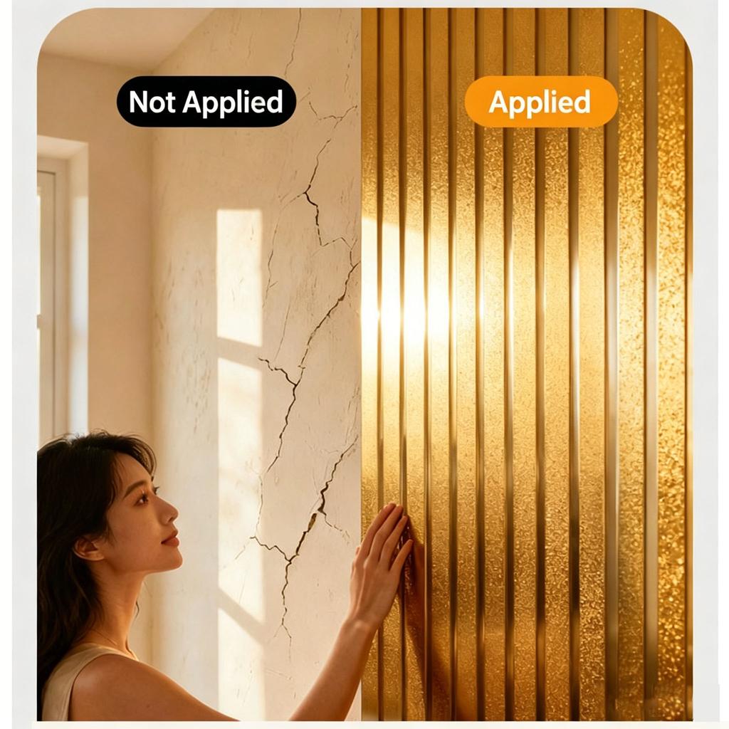 Self-Adhesive Faux Grunge Stripe Wall Sticker Metallic Foil Finish Wallpaper Living Room Background Decoration Waterproof DIY Home Renovation