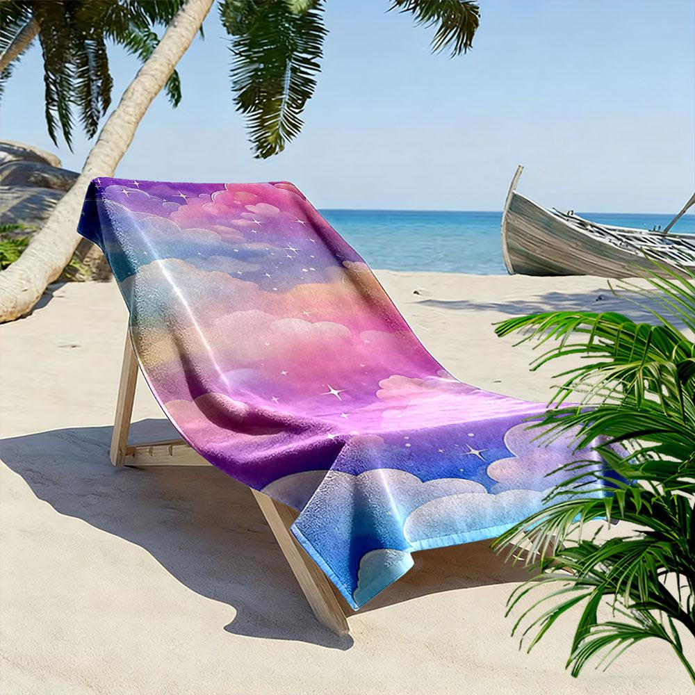 Colorful Pastel Cloud Print Beach Towel Quick-drying for Travel Outdoor Sports Jogging Beach and Swimming