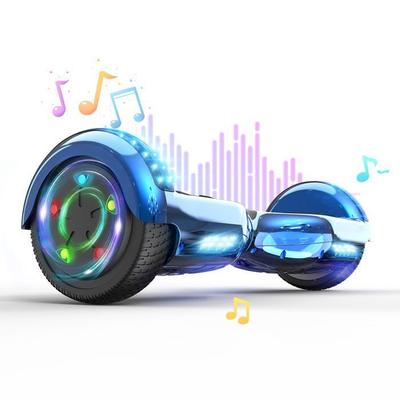 Hoverboard 6.5 Pouces avec Bluetooth et LED - RCB - Cadeau Parfait pour les Enfants Bleu Chromé