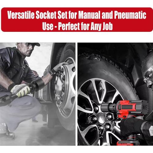 Deep Socket Set, Metric Deep Socket Set, Impact Socket Set, 6-Point Design, 27mm-41mm, 10-Piece Set, Hex Socket Set with Storage Case