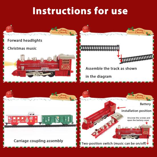 Kids Electric Train Toy Kit with Track Accessories Toddlers Educational DIY Track Building Christmas Mini Classical Train Toy with Light Music