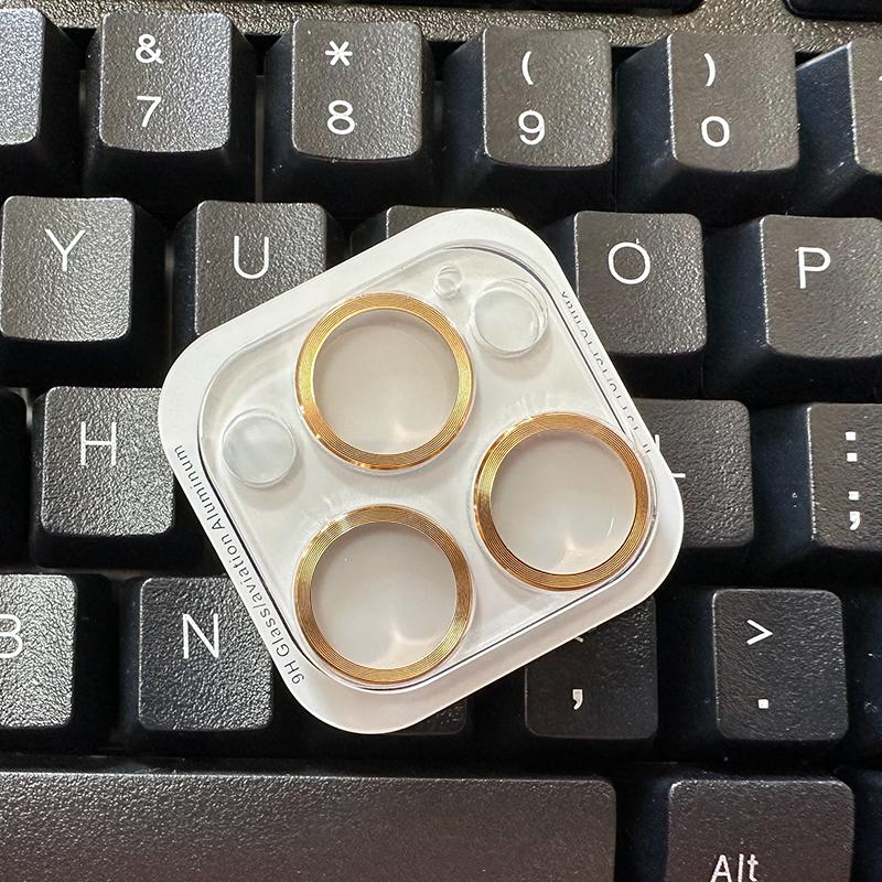 For iPhone 14 15 Pro Max / 14 15 Plus Rear Camera Lens Tempered Glass + Metal Protector Ring