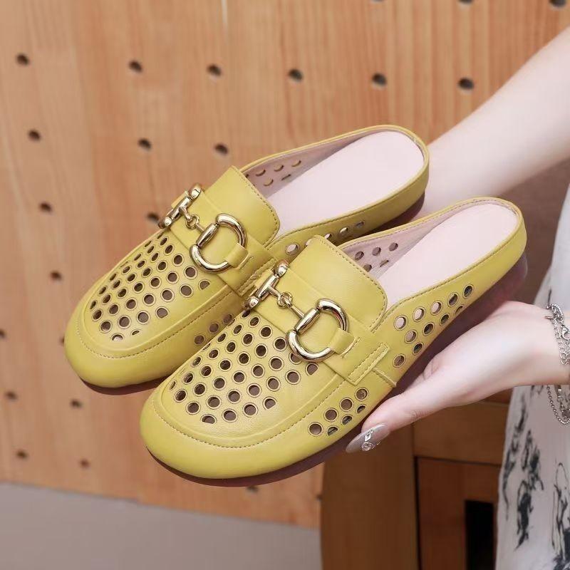 New Lightweight Fashion Women's Sandals Half Slipper 2025 Spring and Summer Breathable British Style Comfortable Breathable Mom Models