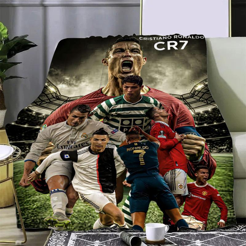 Football Star Printed Picnic Blankets R-ronaldo M-Messis Warm Blanket Soft and Comfortable Blanket Home Travel Birthday Gift