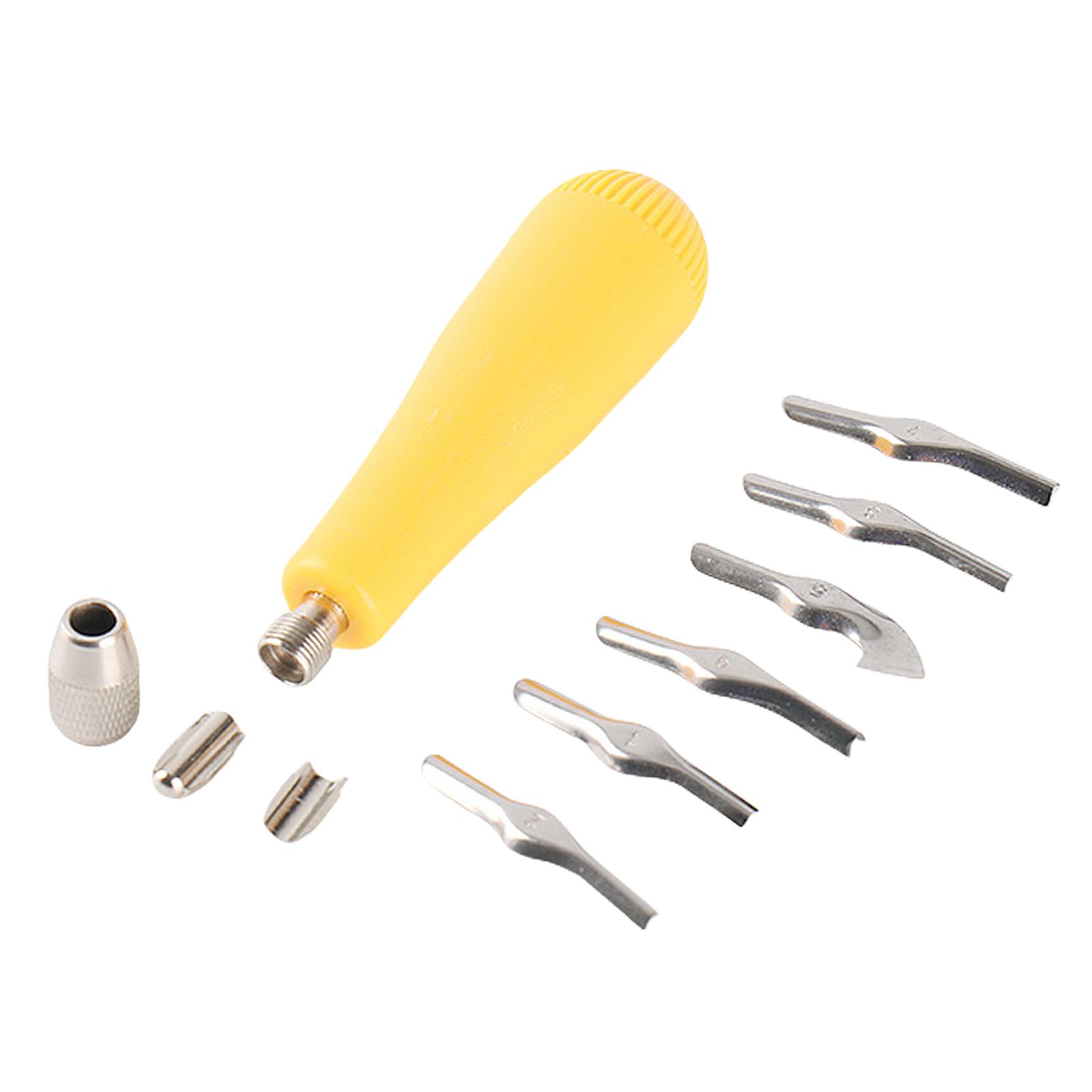 

Инструмент для резки линолеума Craft с режущей головкой 6 размеров Ассортимент линогравюр Резчик для резьбы Инструмент для блочной печати и поделок жёлтый