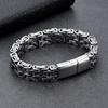 Stainless Steel Punk Byzantine Double Row Magnetic Clasp Bracelet Men Geometric Design Titanium SteelChain Handmade
