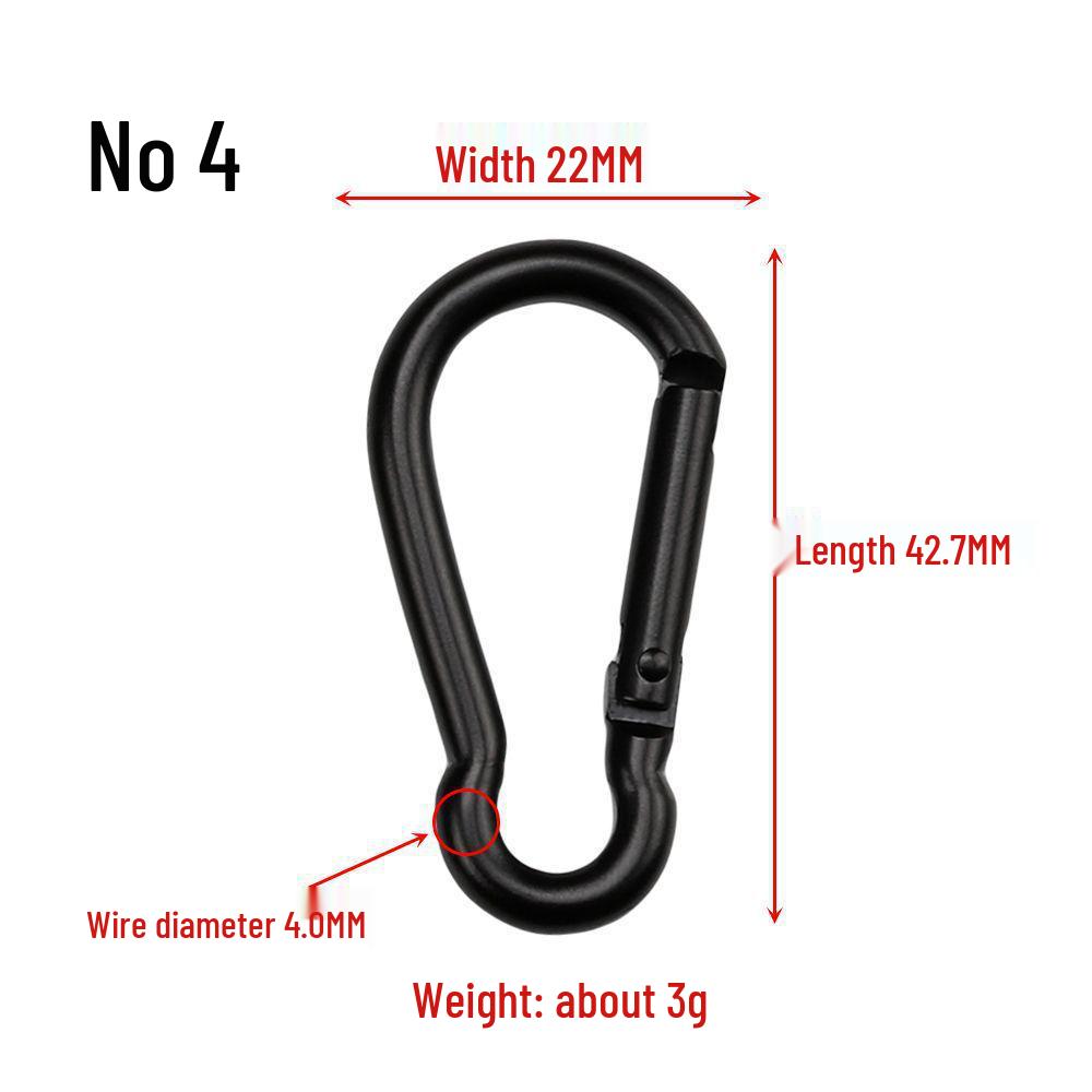Black Gourd-Shaped Carabiner Keychain with Metal Hook for Outdoor Water Bottles and Backpacks